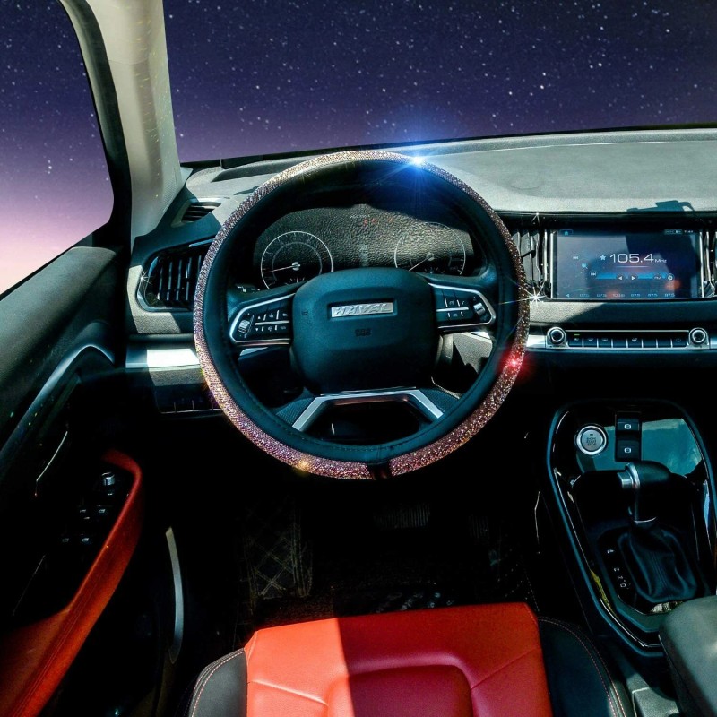 Valleycomfy WOW Gradient Crystal Diamond Sparkling BLING Steering Wheel Cover