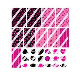 Sports Football Pink & Black Nail Art Decals - Waterslide Nail Decals