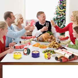 Set of 3 Small Christmas Soy Wax Scented Candles Gift Set for Women, Santa Claus Snowman and Elk Deer with Apple&Cinnamon, Cedar, Vanilla&Cake Fragrances for Home