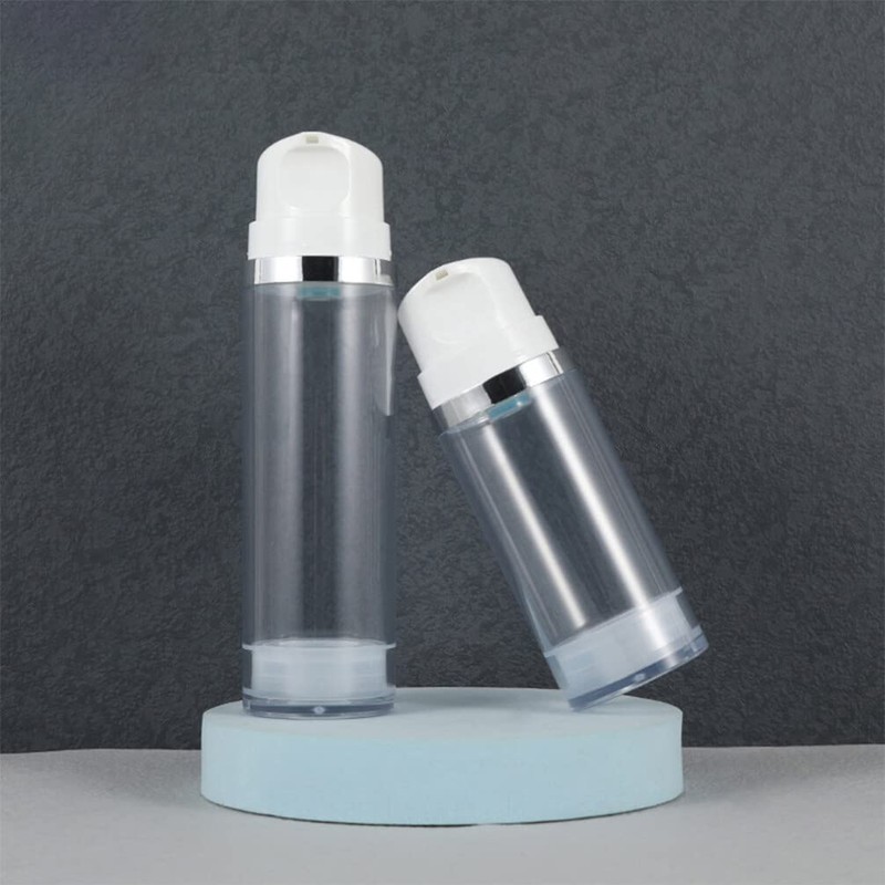 FRCOLOR 2pcs Empty Airless Pump Bottle Refillable Plastic Vacuum Pump