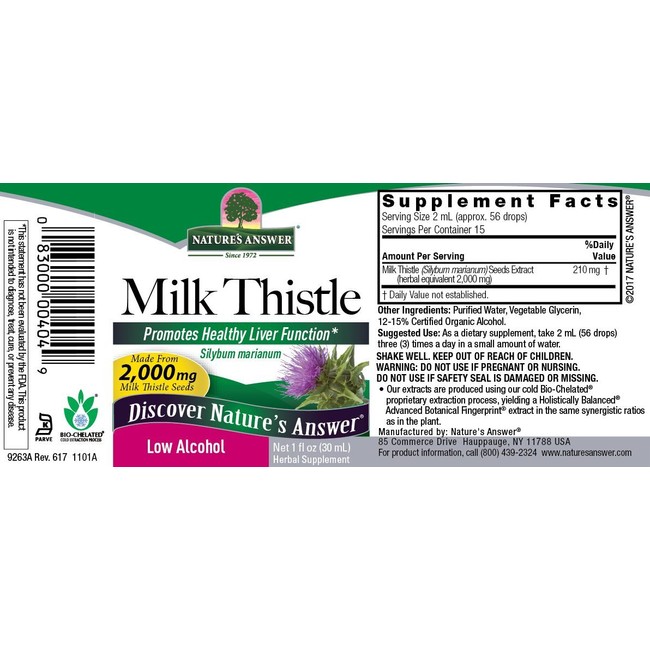 Natures Answer Milk Thistle Seed, 1 Ounce -- 3 per case.