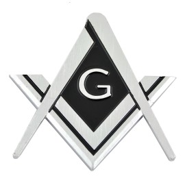 Square & Compass ABS Plastic Masonic Auto Emblem - [Chrome][3'' Tall]