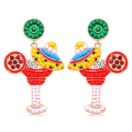 Cinco De Mayo Earrings for Women Fun Mexican Earrings Colorful Beaded Fiesta Earrings Cactus Chili Mexican Holiday Party Favors Jewelry Gifts (Style 2)