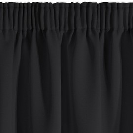 Eurofirany Logan Opaque Blackout Satin Curtain with Header Tape, 1 Item, Elegant, Smooth, Plain, Living Room, Bedroom, Black, 135 x 270 cm