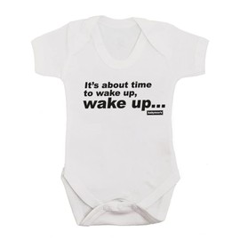 Baby Moo's WAKE UP WAKE UP Baby Grow | Unisex Cool Oasis Indie Rock Music Funny Bodysuit Vest - Alternative Gallagher Baby Shower Gifts UK (3-6 months)
