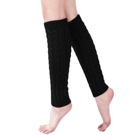 Ewanda store Winter Warm Leg Warmers for Women Girls Crochet Knitted Socks Knit Leg Warmers Winter Warm Long Boot Socks(Black)