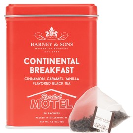 Harney & Sons Continental Breakfast, 20 sachets | Rosebud Motel Black Tea with Cinnamon, Caramel and Vanilla Flavors