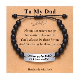 PINKDODO Drive Safe Dad Bracelet for Men Dad Gift from Daughter/Son for Birthday Valentine's Day Father's Day