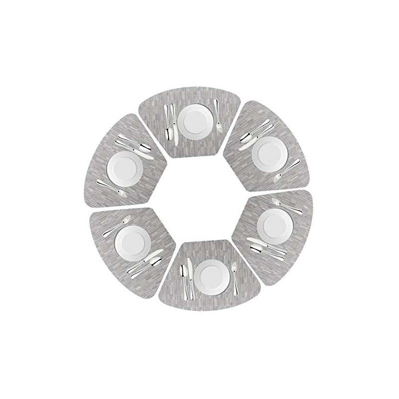 DRASAWEE Round Table Placemats Set of 6 Wedge Washable Table