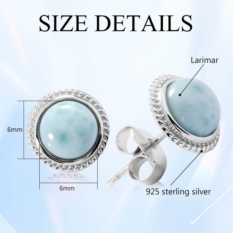 Gemsme Larimar Earrings for Women - Hypoallergenic 925 Sterling Silver