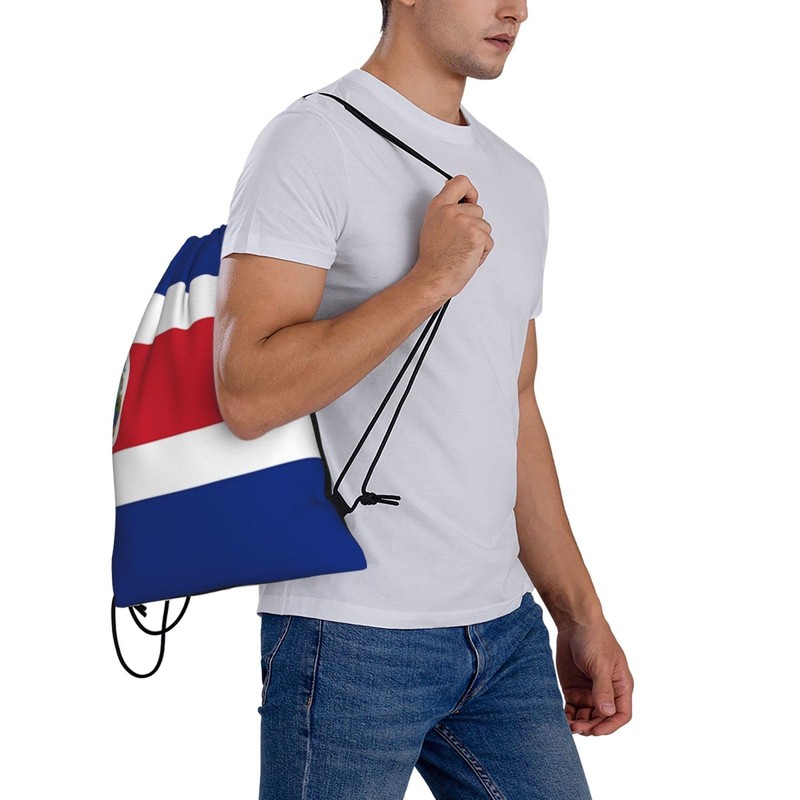 GDUUASB Cute Costa Rica Flag Drawstring Backpack Gym String Bag