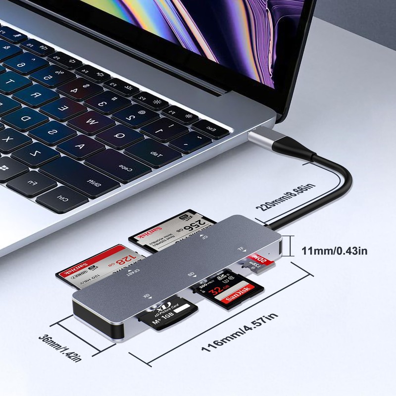 CFast 2.0 Card Reader 5-in-1, USB C USB 3.0 Aluminum
