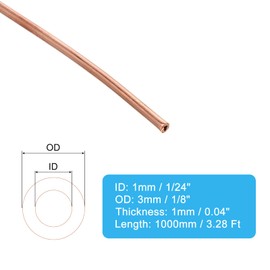 PATIKIL 1/24 Inch ID 1/8 Inch OD 0.04 Inch Thick 99.9% Copper Tube, 3.28Ft Refrigeration Tubing Coil Seamless Round Pipe Tubing for HVAC Industrial Jewellery Craft