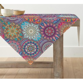 Artoid Mode Boho Vintage Geometry Moroccan Mandala Tablecloth, Table Linen, Kitchen Table Decoration, Indoor, Holiday, Party Decor, 85 x 85 cm