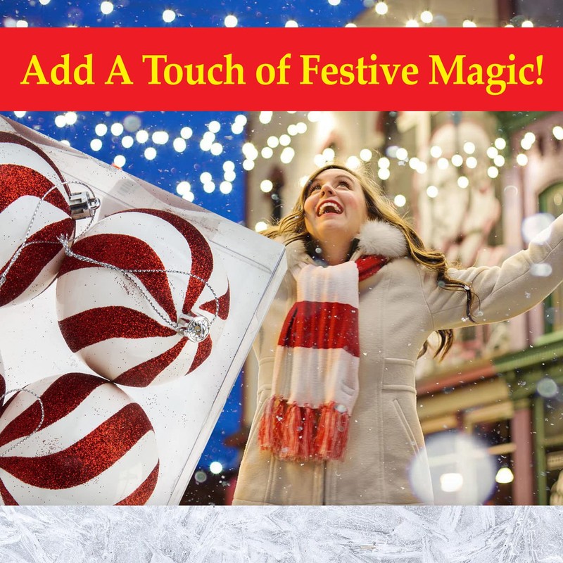 VFM - Red & White Stripe 8cm Baubles Candy Cane