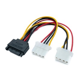 SYSTEM-S Y SATA Cable 20cm 15 Pin Male to 2X Molex LP4 IDE 4Pin Female