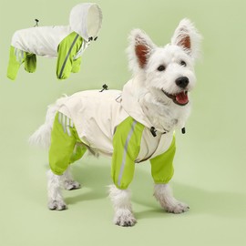 Vivi Bear Dog Raincoat, Reflective, Waterproof, Windproof with Hood & Collar Hole, Rain Jacket, Lightweight Dog Slicker Poncho with Hood for Small Dogs and Puppies, Green M