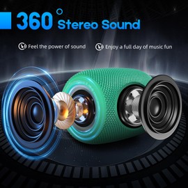 SENXINGYAN Bluetooth Lautsprecher 20W, Bluetooth Box, LED Musikbox Wasserdicht IPX6, 360° HD Stereo Lautsprecher Sound, 16H Spielzeit, Unterstützung von FM Radio/AUX/TF (Schwarz) (Teal)