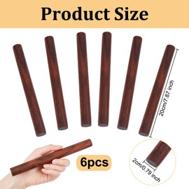 OLYCRAFT 6 Pcs Round Rods, Diameter 0.8 inches (20 mm), Length 7.9 inches (200 mm), Walnut Wood, Wood, Stick Sticks, Crafts, Modeling, Handmade, Hobby, DIY Tools, DIY Model