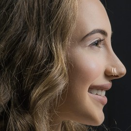 LUCKYJEWUS Double Nose Ring Hoop for Single Piercing, 14k Gold Filled or Sterling Silver Spiral Twist Nose Hoop for Women Men (Yellow Gold Filled -20g, Right Side-10mm)