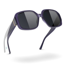 ViewJoy Oversized Sunglasses for Women Polarized 100% UV Protection Spring Hinges Jackie Ohh Big Square Frame Classic Trendy, Purple, Oversized