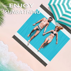 BIPASION Beach Blanket Waterproof Sandproof Oversized 79" X 83", Extra Large Beach Mat with Corner Pockets, Compact Lightweight Picnic Blanket, Beach Essentials for Travel Camping Hiking Vacation