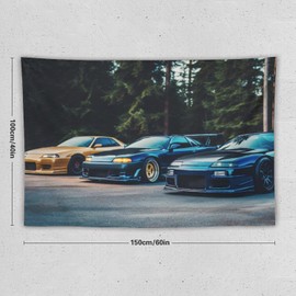 PailailaiNest Wall Art Tapestry R34 Sport Car Racing Jdm Car Tapestry Wall Hanging Wall Tapestries Room Decor Background for Dorm Living Room 40"x60"