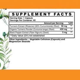 Angry Supplements Vegan Turmeric Curcumin with Black Pepper Extract (60 Veggie Capsules-2 Month Supply), 95% Curcuminoids - All Natural Powerful Antioxidant for Joint Support and Relief (1-Bottle)
