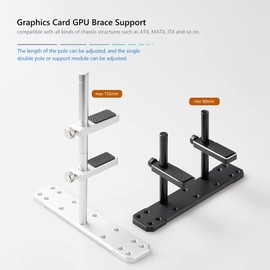 DolDer Aluminium Graphics Card Holder, GPU Holder, Video Card Sag Holder, Height Adjustable, Installed on Fan (Black)