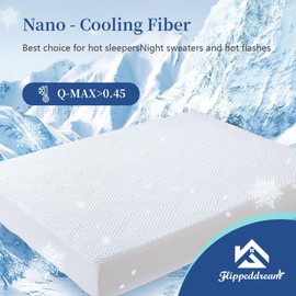 Flippeddream Nano-Cooling Fiber Mattress Protector Full Size (54" x 75") 100% Waterproof, Cooling Experience Unrivaled Comfort Perfect for Every Family