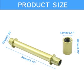 Litoexpe Double End Straight Pipe Lamp Stem Kit 80mm(3.15"), Lamp Extension Rod with Connector 4 Pcs, Lamp Rod Hardware Light Fixture Parts Replacement Gold