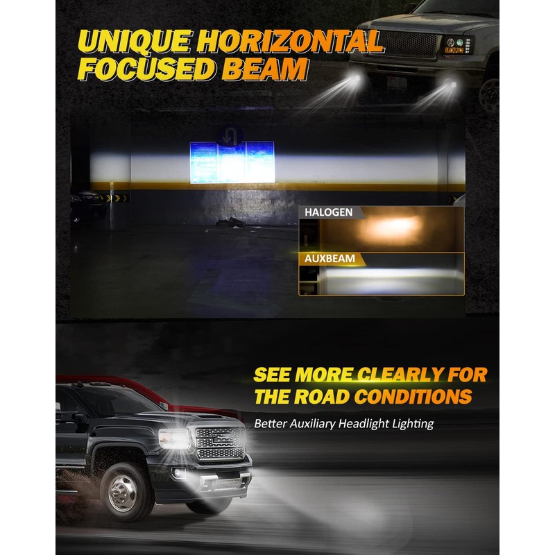 Auxbeam LED Fog Lights Replacement for GMC Sierra 1500 2007-2013,