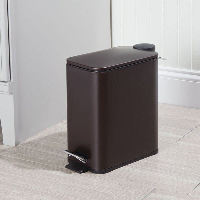 mDesign Rectangular Pedal Bin – 5 L Metal Waste Bin