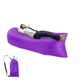 CAIJ Inflatable Couch Purple, Inflatable Sofa with Carry Bag, Waterproof, Anti Air Leak Design, Inflatable Lounger for Park, Leisure, Camping, Outdoor, Office, Lunch Breaks and Music Festivals