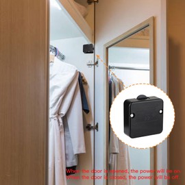 Helunsi Cabinet Door Lamp Switch, 2 Pack for Closet Light, ON Off Normally Closed Wardrobe Touch Activated, for Open Close Sliding Pressure Doors Drawers Automatic Switch - Black