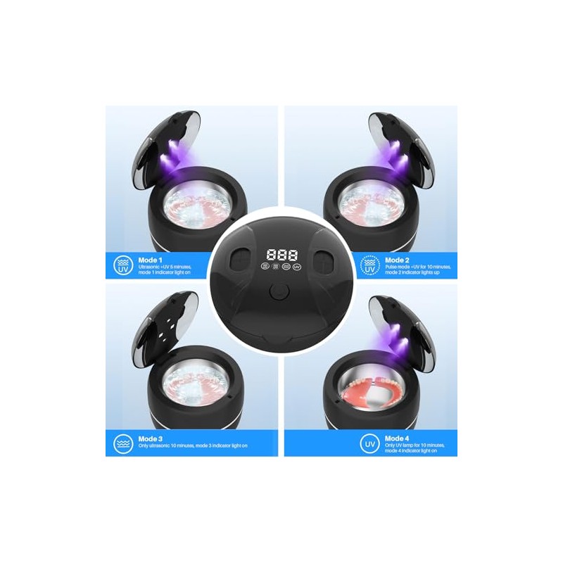 Ultrasonic Cleaner Machine with LED Display, 4UV-C & Sweep Frequency