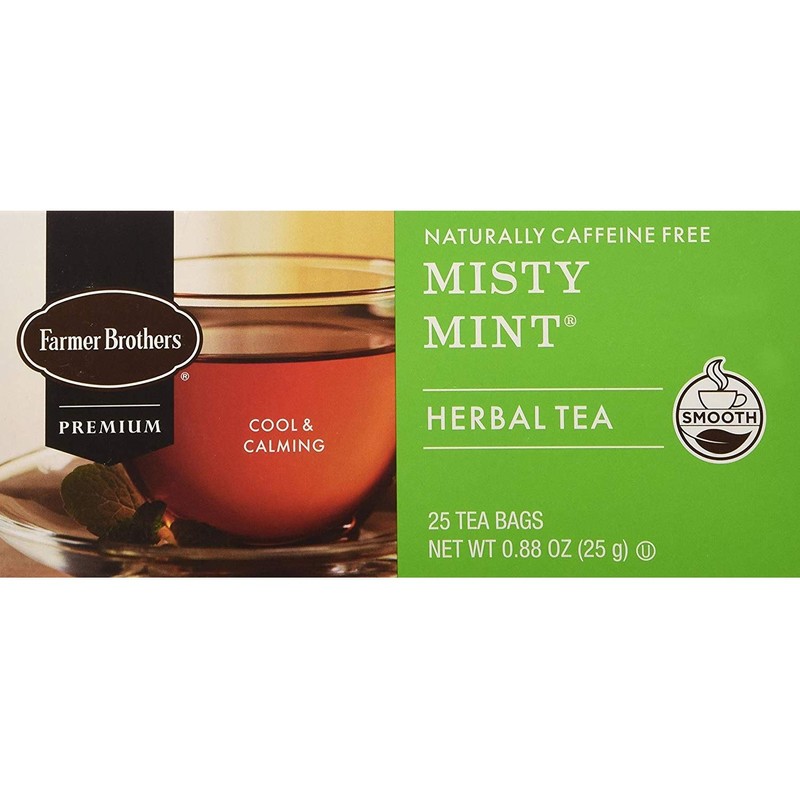 Farmer Brothers Misty Mint Herbal Tea Tea- 25 bags Caffeine