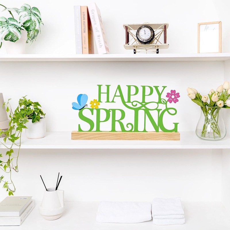 BCCSNNM Metal Happy Spring Sign, Spring Decorations for Home, Spring