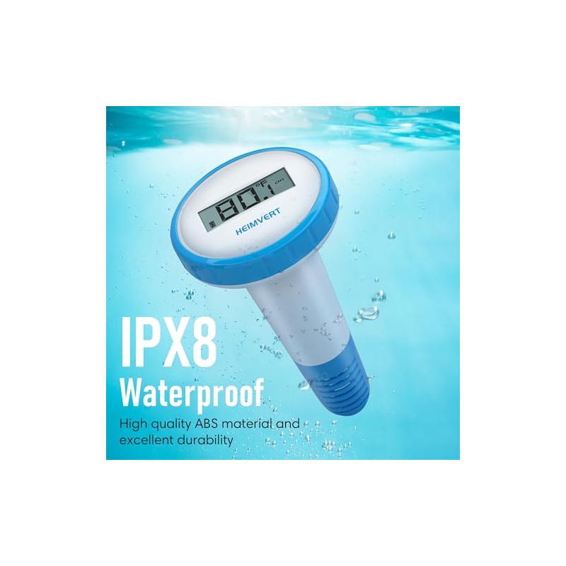 HEIMVERT Wireless Digital Pool Thermometer – Floating, Easy-to-Read Display, IPX8