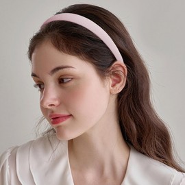 EIOAUY 3Pcs White Pearl Headbands for Women Girls Non-Slip Padded Headband Cute Vintage Hair Band Wedding Stylish Hair Accessories (Pink, 3Pcs)