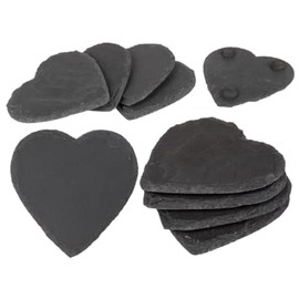 Out of the blue, Set of 4 Coasters Slate Heart with Rubber Feet Approx. 10 cm