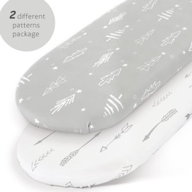 GRSSDER Stretchy Ultra Soft Fitted Bassinet Sheet Set 2 Pack, Universal Fit for Bassinets Baby Cradle Moses Basket Oval Rectangle Mattress, Christmas Trees/Arrows Bassinet Sheets for Girls and Boys