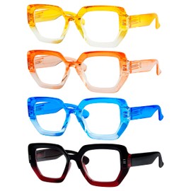 Eyekepper 4-Pack Large Frame Reading Glasses for Women - Fashionable Readers +0.75