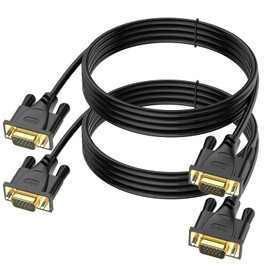 UVOOI VGA Cable 3FT 2-Pack Black,Computer VGA to VGA Monitor Cable, Shielded VGA Cord 1080P@60Hz Full HD 15pin Male to Male Video Cord for Computer PC Monitor Laptops TV Projectors and More