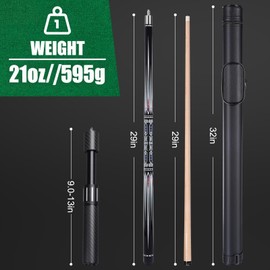 Winucue Premium Pool Cue Sticks Set, 21 oz 58 Inch Billiard Cues Canadian Maple Wood Stick 13mm Tip with Pool Cue Case & Billiards Accessories for Professional Billiard Players Bar House Sports