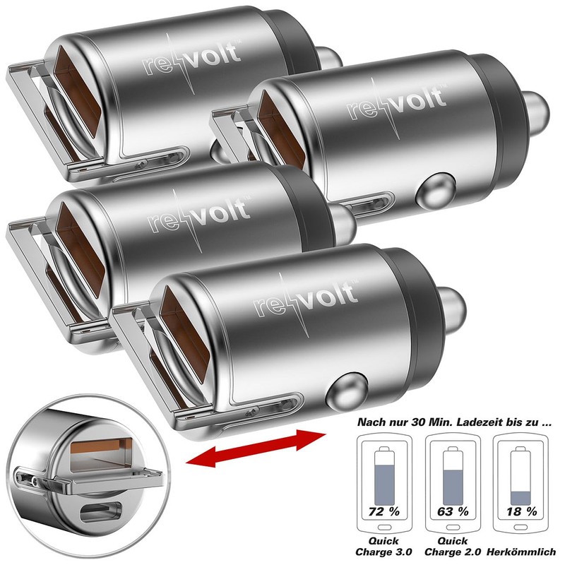 revolt Micro Car Fast Charger with USB-C PD & USB-A
