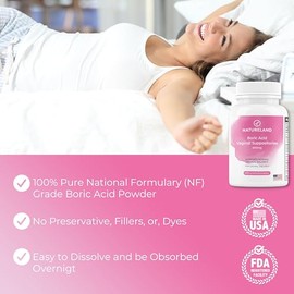 NATURELAND Supositorios vaginales de ácido bórico de 600 mg, fabricados en Estados Unidos, ayuda a mantener el equilibrio del pH y la frescura íntima,