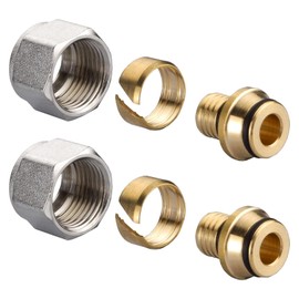 Compression Fitting 16 x 2.2 mm for Heating Pipe and Distributor, Compression Fitting for Tap Blocks and Underfloor Heating 3/4 Inch Euro Cone Pack of 2