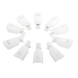 Bestpriceam Professional 10pcs Durable Reusable Plastic Nail Art Polish Soak Off Remover Wrap Cleaner Clip Cap Tool (White)
