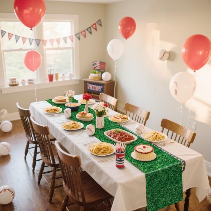 Grass Table Runner, 6 Pcs Green Grass Table Runners for